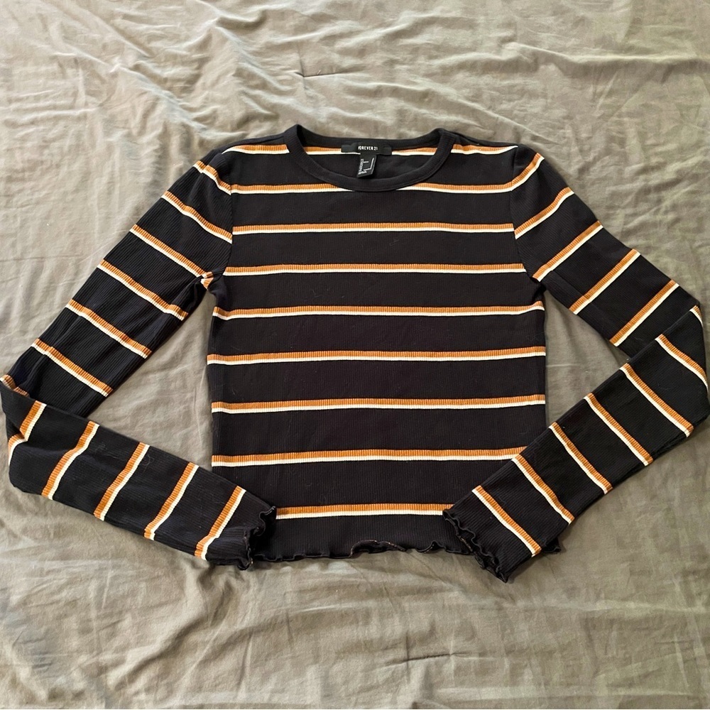 Forever21 striped long sleeved croptop